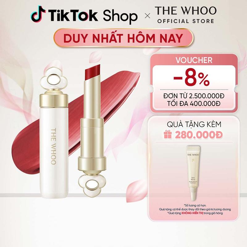   THE WHOO OFFICIAL  Son dưỡng môi có màu giàu dưỡng chất The Whoo Essential Lip Glow Balm 3.3gr 