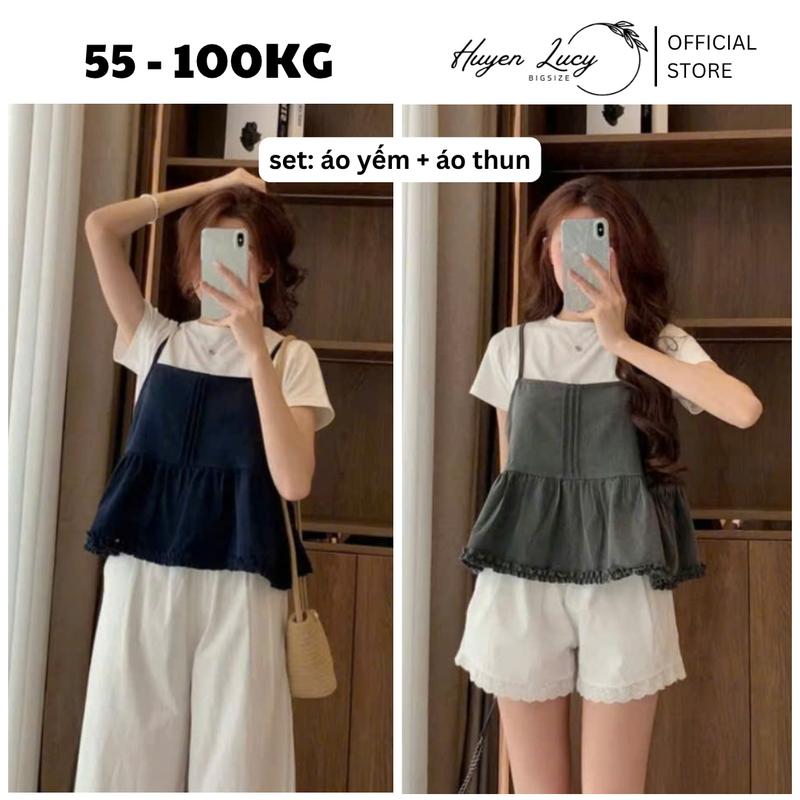 SET 2 MÓN ÁO YẾM VÀ ÁO THUN bigsize cho nữ và bạn gái đi chơi đi học mùa xuân mùa hè mua thu nhẹ nhàng thoải mái nữ tính hiện đại trẻ trung