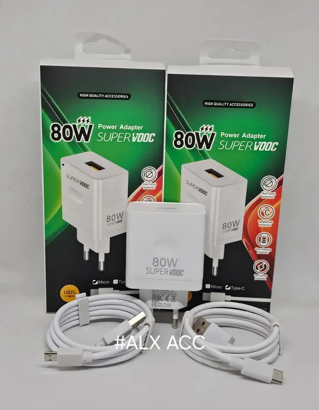 Charger Infinic Original 80W Fast Charger Support Super VOOC Cable Micro USB - Type-C 3