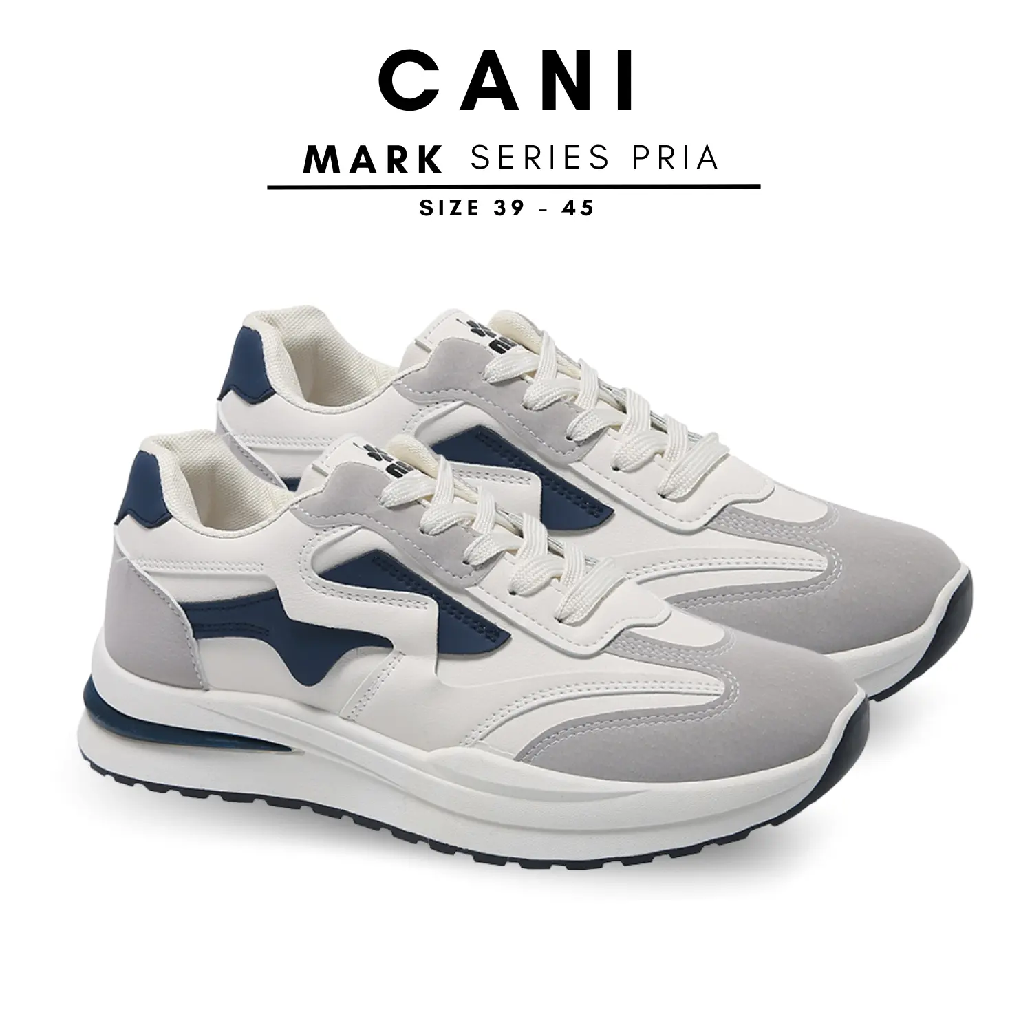 Cani "Free Box" (Size 39 - 45) Mark Sepatu Pria Sneakers Fashion Kasual Import M8128
