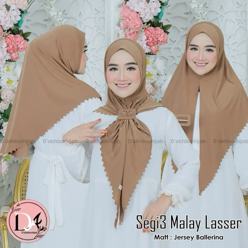 D'akhbarhijab -Hijab  Bergo Segitiga malay laser gesper  Wanita Muslim Instan Cantik Kerudung Nyaman Panjang Kombinasi 1