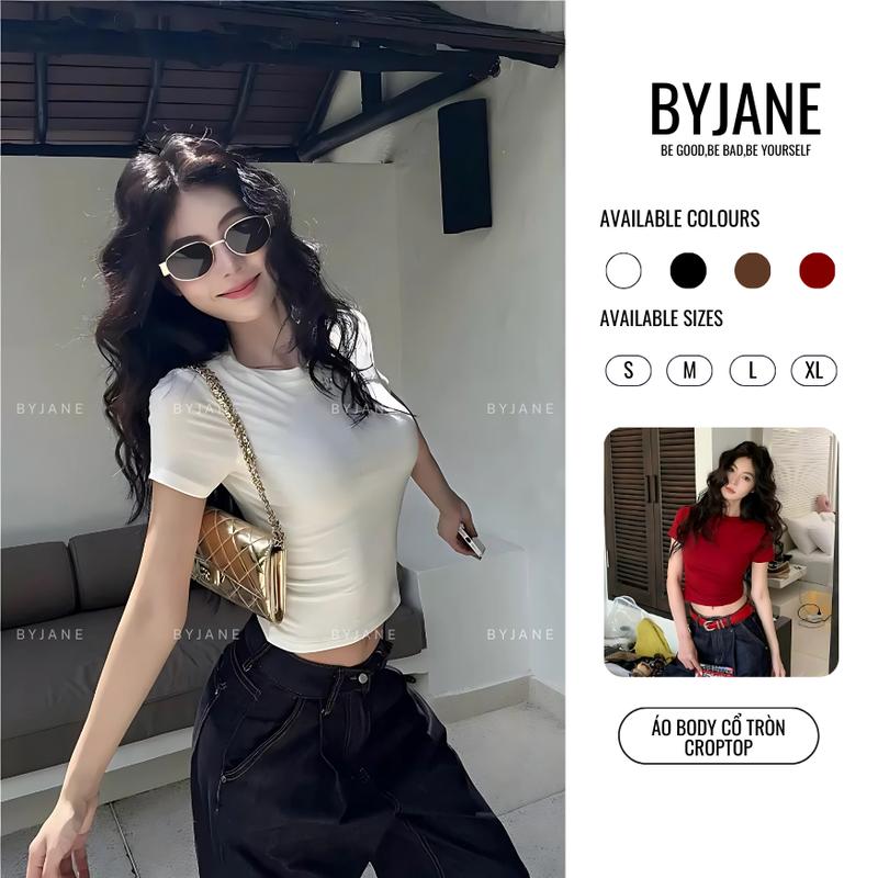 (MỞ BÁN) Áo Thun Cổ Tròn Crotop bozip Trơn BYJANE-379