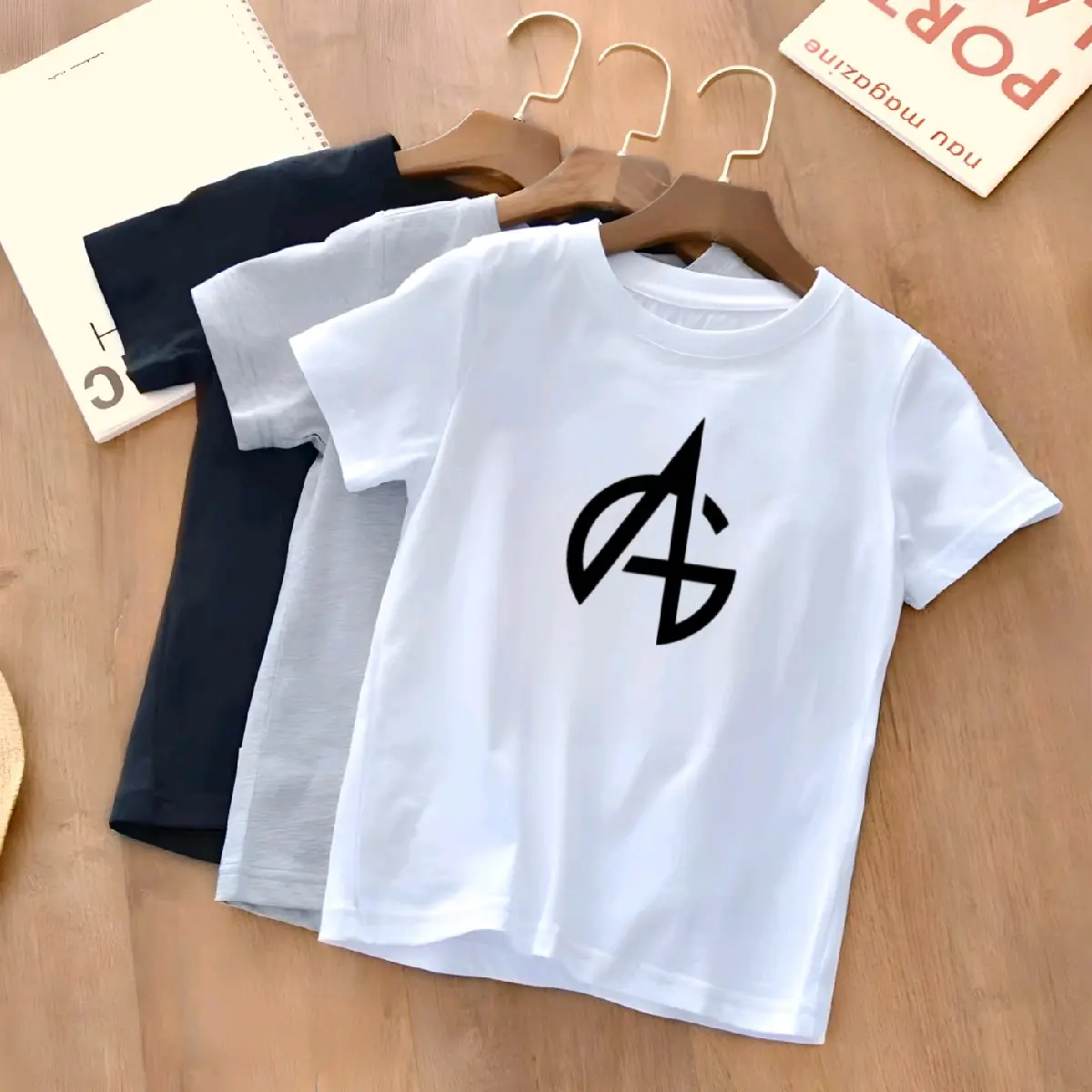 Kaos Anak Motif AG Unisex Usia 2-10thn Kaos Anak Distro Oblong Anak Lengan Pendek Atasan Anak Perempuan Katun Anak-Anak Laki-Laki