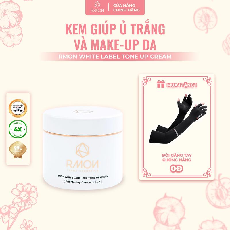 KOL-Tặng Găng Tay Chống Nắng Kem Giúp Ủ Trắng và Hỗ Trợ Make-Up Da Body RMON White Label Dia Whitening Cream 200ml