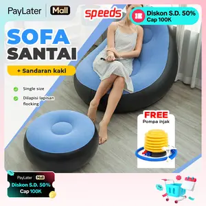 SPEEDS Sofa Angin Beanbag Squishy Jumbo Inflatable Sofa + Stool Outdoor Tiup Aestetik Lazy Bag Lay Bag Indoor 020-45