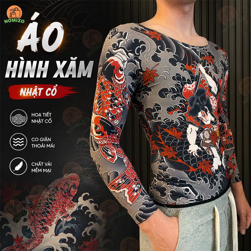 Áo Hình Xăm Nhật Cổ Lửng Tay Co Giãn 4 Chiều Ôm Body Unisex