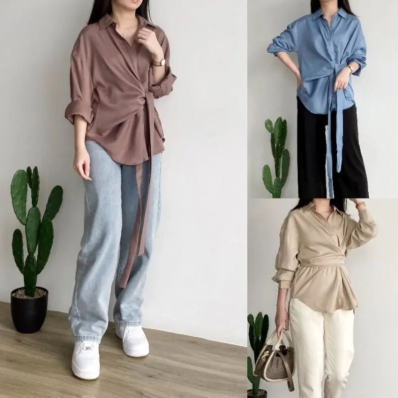 KEMEJA VIVIAN KATUN POLY - ATASAN WANITA KEKINIAN - VIVIAN SHIRT