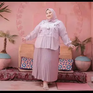 (7.A) ROK PLISKET JUMBO 5L XXXXXL . HYGET PREMIUM. muat bb 55 sampai 130 kg  Wanita Muslim Karet Teba  Dewasa Bawahan Maxi Tebal l Panjang