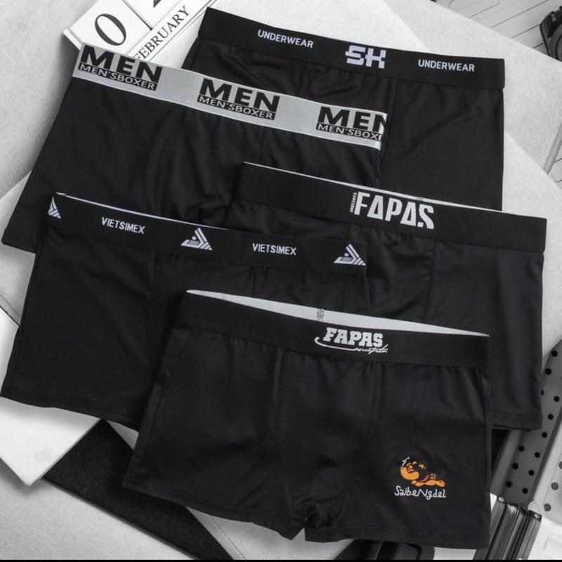 Combo 3-5 quần lót nam thun lạnh cao cấp Full màu đen mix nhiều cạp quần sịp nam co dãn 4 chiều kháng khuẩn thoáng mát sịp nam cao cấp boxer nam quần sịp đùi màu đen