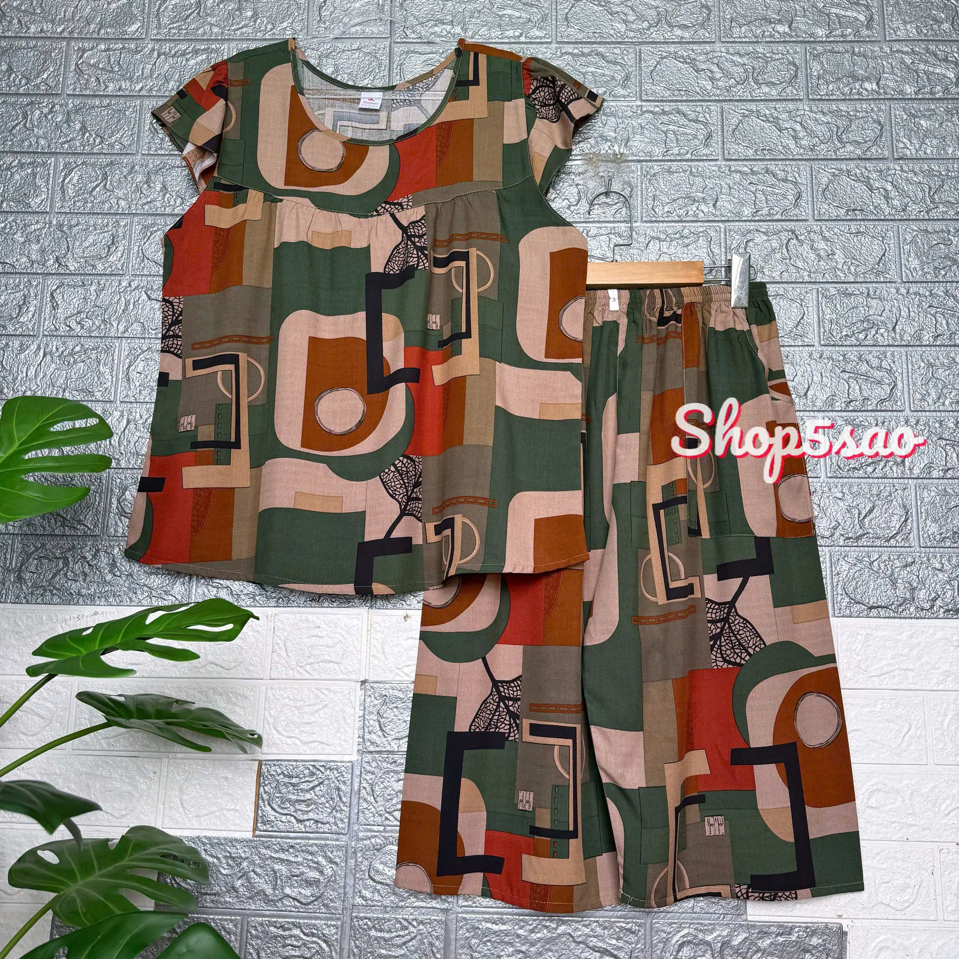 Đồ bộ tole trung niên, bộ tole lanh mặc nhà SHOP5SAO quần lửng, áo cánh tiên có Bigsize (50-80kg)