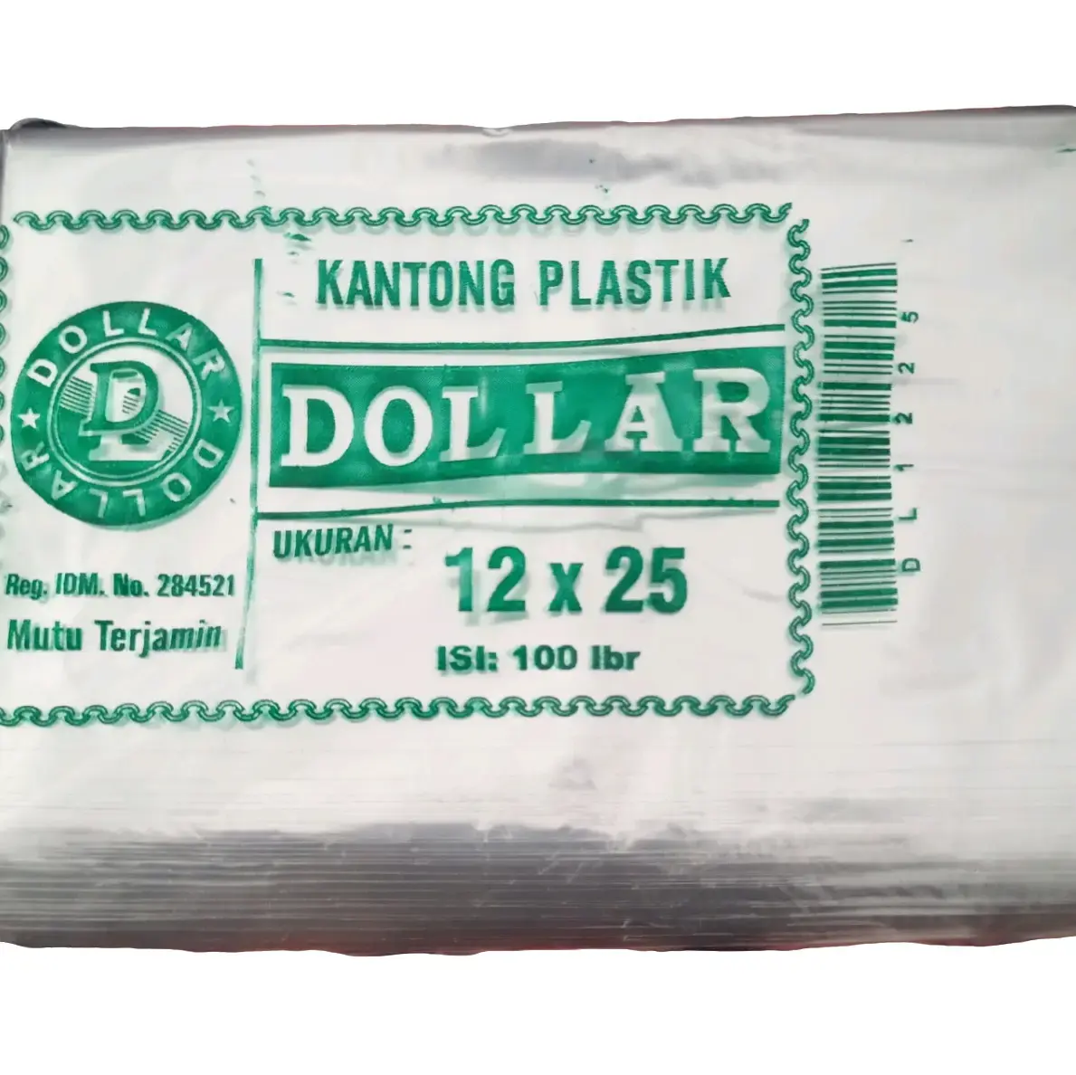 Plastik 12x25 Dollar / 5 bungkus (bening)