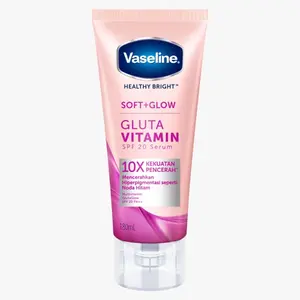 Vaseline Healthy Bright Soft+glow Gluta Vitamin 180ml Serum SPF 20 Mencerahkan Kulit 10X Kekuatan Pencerah