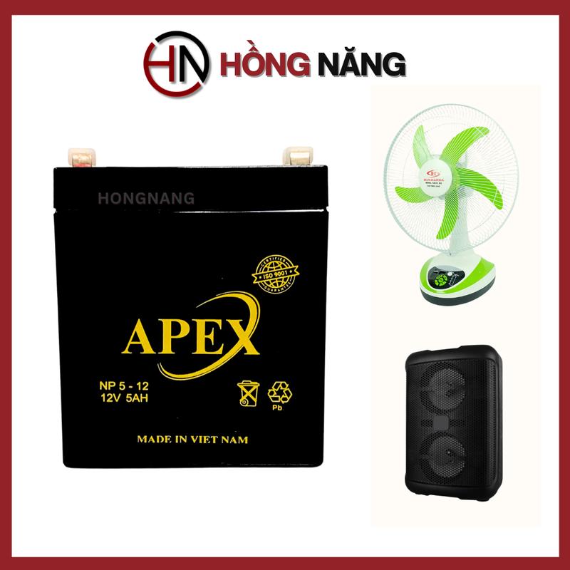 APEX Bộ Lưu Trữ Điện 12V 5Ah NP 5-12 Dùng Cho Loa Kéo Quạt Sạc UPS Thiết Bị Nguồn Mini Đa Năng Bền Bỉ