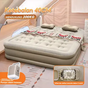 【Subsidi Ongkir】MODOFO Outdoor Matras Kasur Pompa Matras Tidur Kasur Angin Bisa Inflatable Bed Pompa Tiup Double Air Bed Tempat Tidur Tiup Otomatis untuk Rumah Ganda Kasur Udara Luar Ruangan Portabel Lanta 2 Orang Dapat Dilipat Portabel tempat