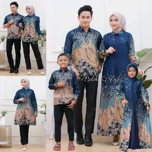 Baju Batik Couple Pasangan Keluarga Motif Kejora Navy Matt Katun Premium
