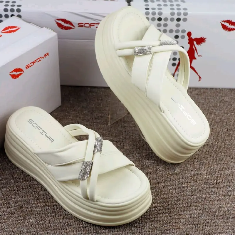 Sandal wedges wanita original sofiya 9067-1 terbaru Sandal kasual Anti slip Sendal Karet 3