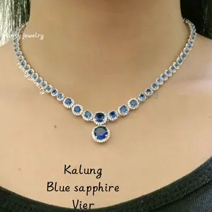 Kalung Blue sapphire, Kalung Replika Berlian, Cocok pake Kondangan