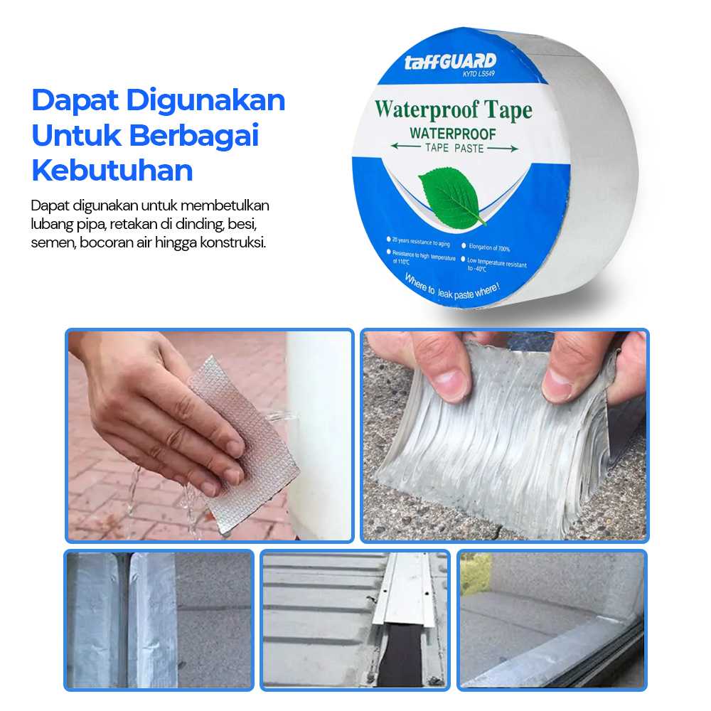 TaffGUARD KYTO Lakban Aluminium Foil Butyl Waterproof Anti Bocor 0.8mm - Praktis dan Multifungsi