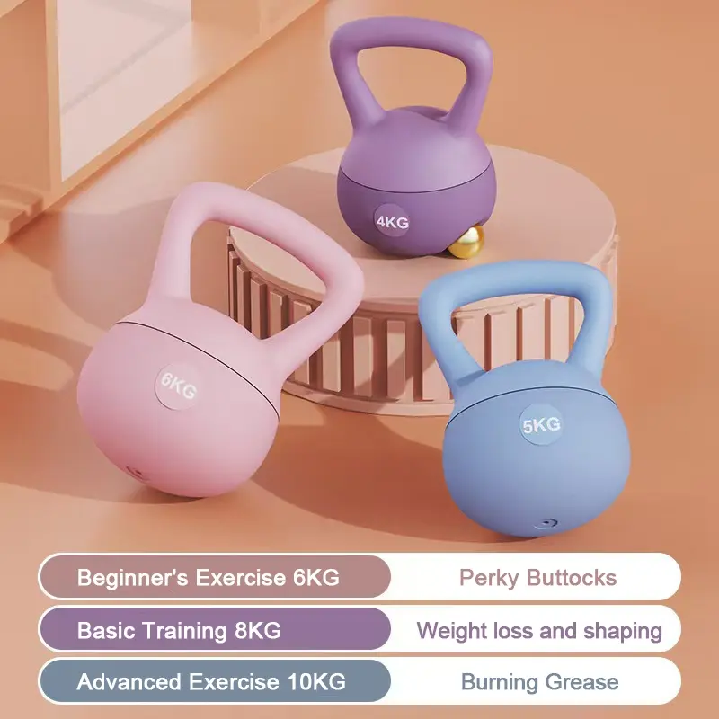 Kettlebell 4kg/Olahraga Kebugaran/Tahan Aus dan Anti-Bentur/Peralatan Kebugaran Rumah/bawah getah kettlebell  soft 1