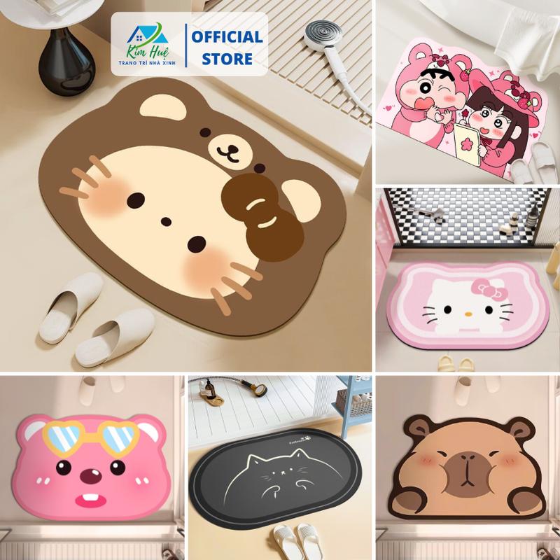 Thảm lau chân, chùi chân nỉ nì đế chống trơn trượt an toàn hình thú cute 40x60cm (60 mẫu mới) - Trang trí Kim Huệ X01