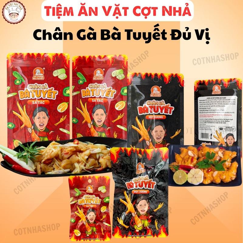 Combo 20 gói CHÂN GÀ TÊ CAY RÚT XƯƠNG - ĂN CÙNG BÀ TUYẾT và bimbim cánh gà tuổi thơ, xúc xích heo hầm chân gà rút xương food đồ ăn vặt bà tuyết