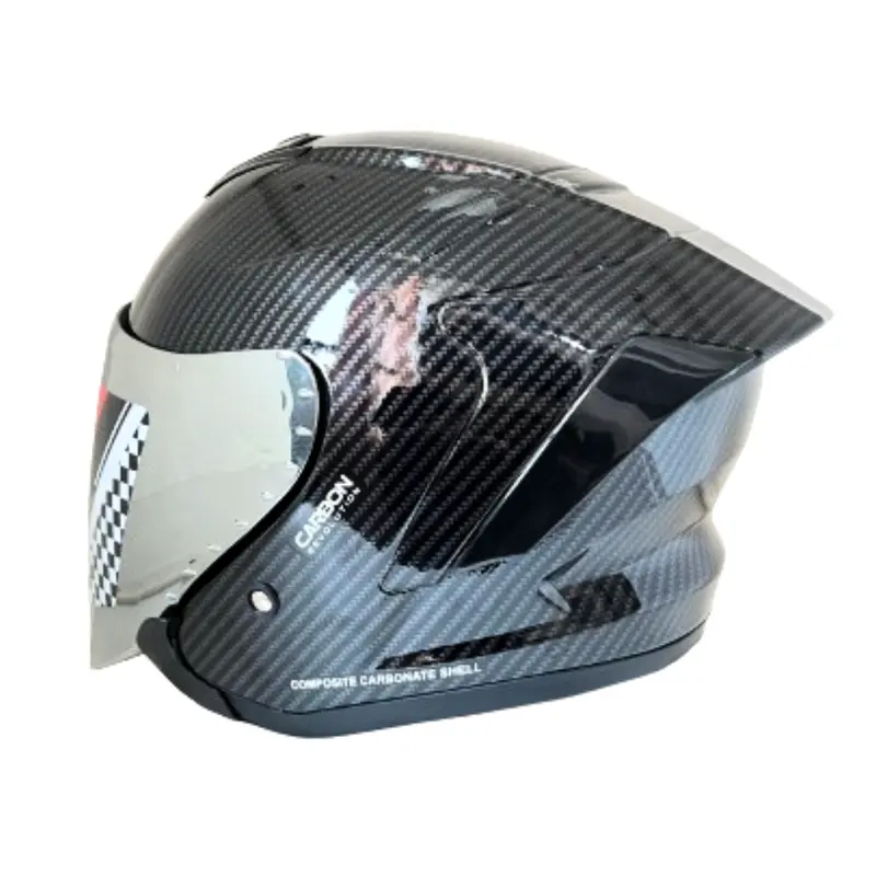 Helm JS ARMOR Half face Motif CARBON ORIGINAL SNI Motorcycle Kaca Visor 1