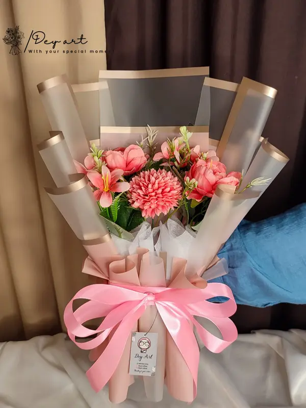 DEYART Buket Bunga Artificial Mix 2 Wisuda Cewek Cowok 7