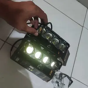 【Gajian Sale Ramadan】LAMPU TEMBAK LASER FOGLAMP SQL 3 MATA 4 MATA SUPER BRIGHT HI LO 80 WATT LAMPU TEMBAK MOTOR MOBIL- kuning putih UNIVERSAL