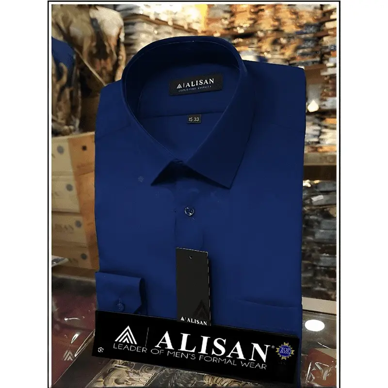 Kemeja Polos ALISAN Premium Slimfit Formal Lengan Panjang Warna Navy Dongker Biru Tua untuk Pria - Hitam, Kantor