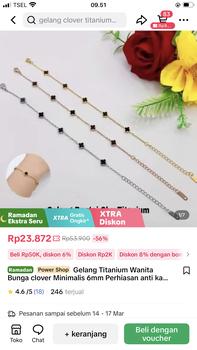 Product Review of Gelang Titanium Wanita Bunga clover Minimalis 6mm Perhiasan anti karat & anti luntur Silver Rose Aksesoris Batu from C**u 2