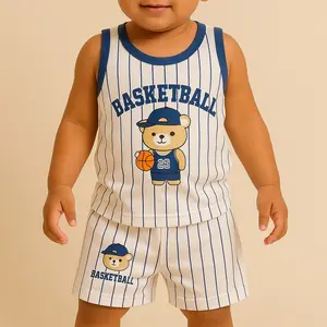 SINGLET SET BABY BASKETBALL SALUR BEAR / BAJU SET LEKBONG BAYI
