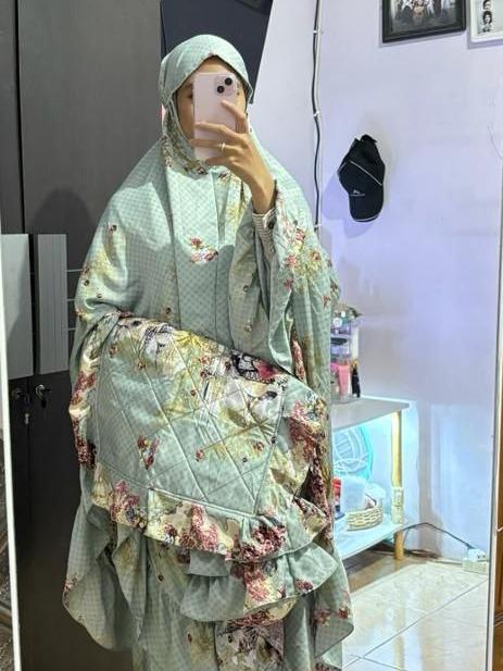 alaqso alfurqon Mukena Silky Premium Jumbo Mewah Set Sajadah 2 in 1 Resleting Motif 5