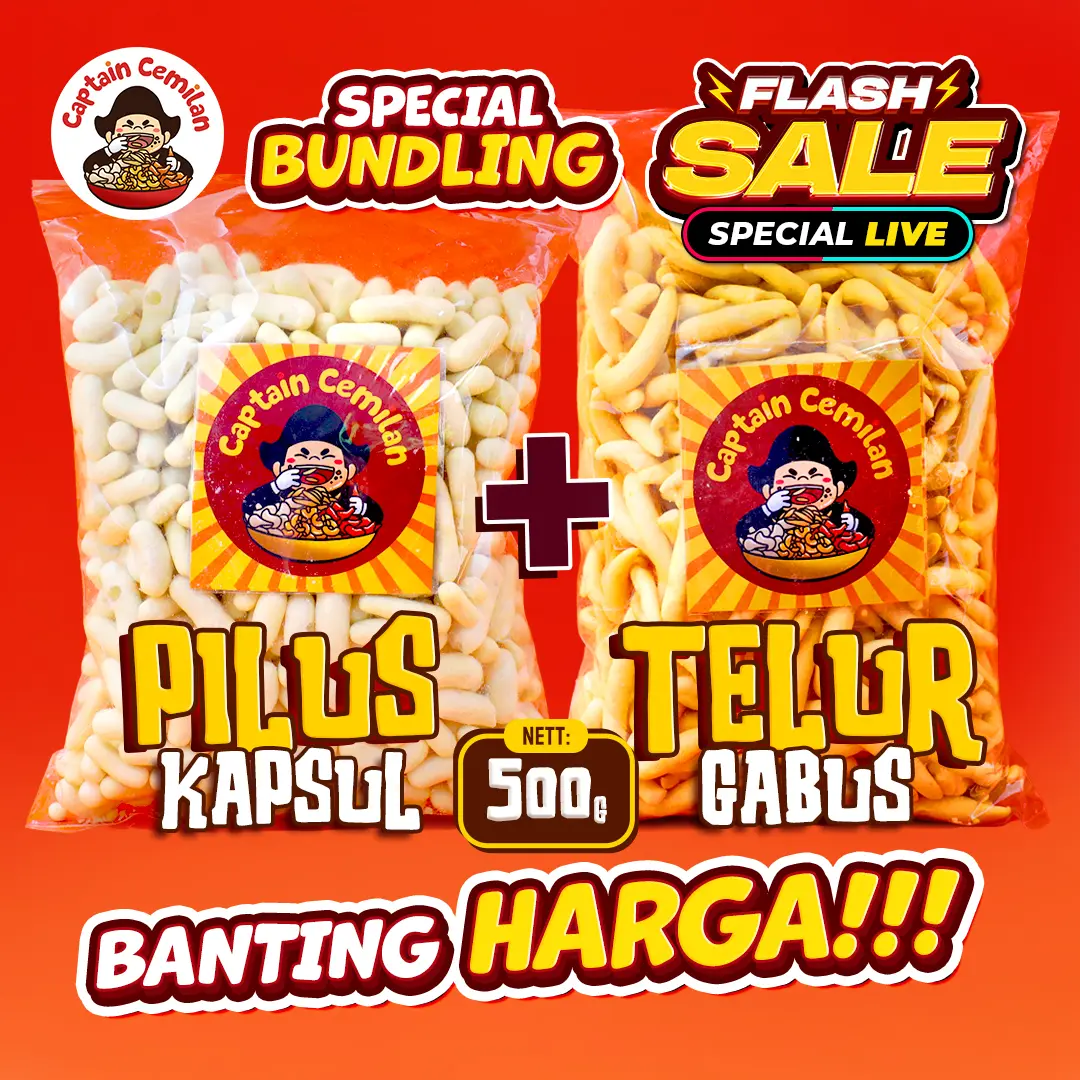 BUNDLING 500gram Telor Gabus Keju dan Pilus Original (Flash sale)