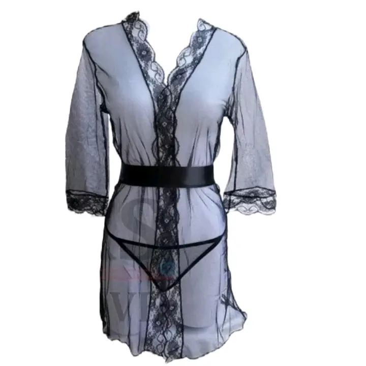 Jual Kl20x Lingerie kimono renda transparan 5