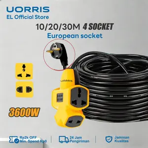 3600W Extension Cord Extra-long Plug-in Strip 10M/20M/30M Electric Vehicle Charging Extension Wire Universal Outlet 6 Gang Power Extension Cord Socket