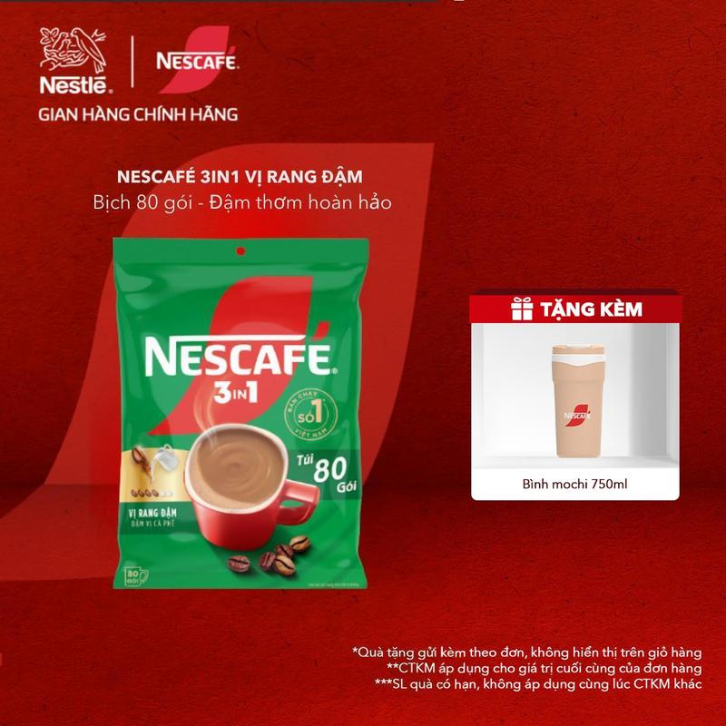 Nestlé VN Bịch Cà phê Hòa tan NESCAFÉ VỊ RANG ĐẬM 80 gói Đậm Thơm Hoàn Hảo (80 gói x 16g) - ST