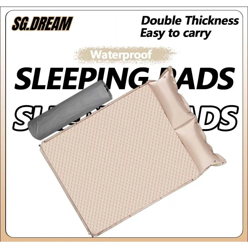Air Bed Camping Automatic Inflation Outdoor Mattress Camping Bed Tent Bed Air Mattress Waterproof Pad Double/Single Mattres with Pillow