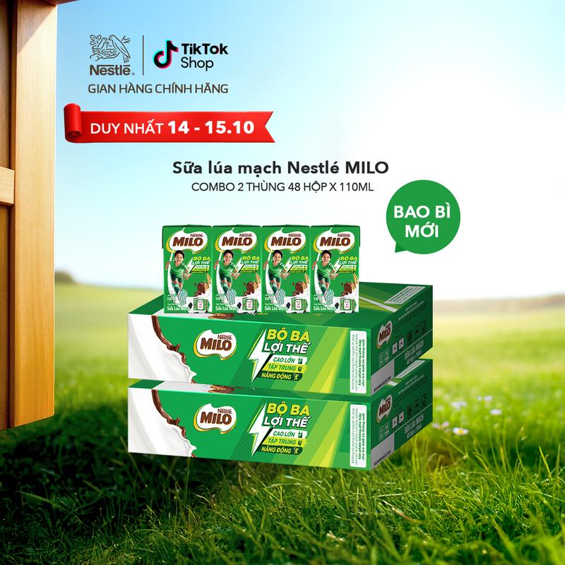 Nestlé VN Combo 2 Thùng Sữa lúa mạch Nestlé MILO thùng 48 hộp x 110ml-LS