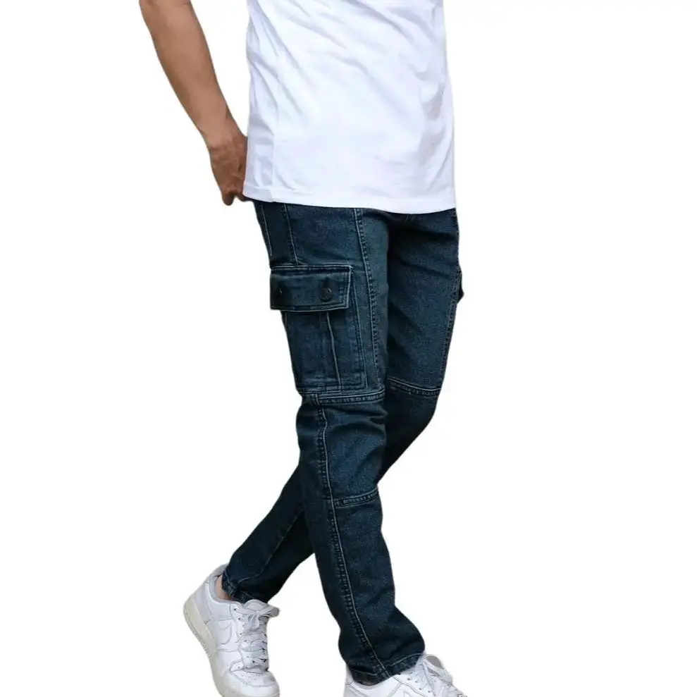 Celana jeans cargo pria,celana pria cargo slimfit Melar Panjang Skinny Hitam Nyaman Stretch Pensil Cowok Denim