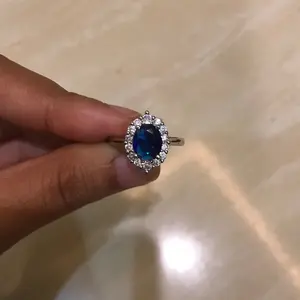 Cincin batu blue safir ikatan perak