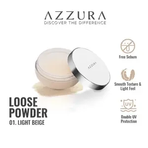 AZZURA Loose Powder Bedak Tabur Compact | Untuk Semua Jenis Kulit | Tampilan Matte Sempurna | Riasan Wajah Halus & Natural | Edisi Reguler