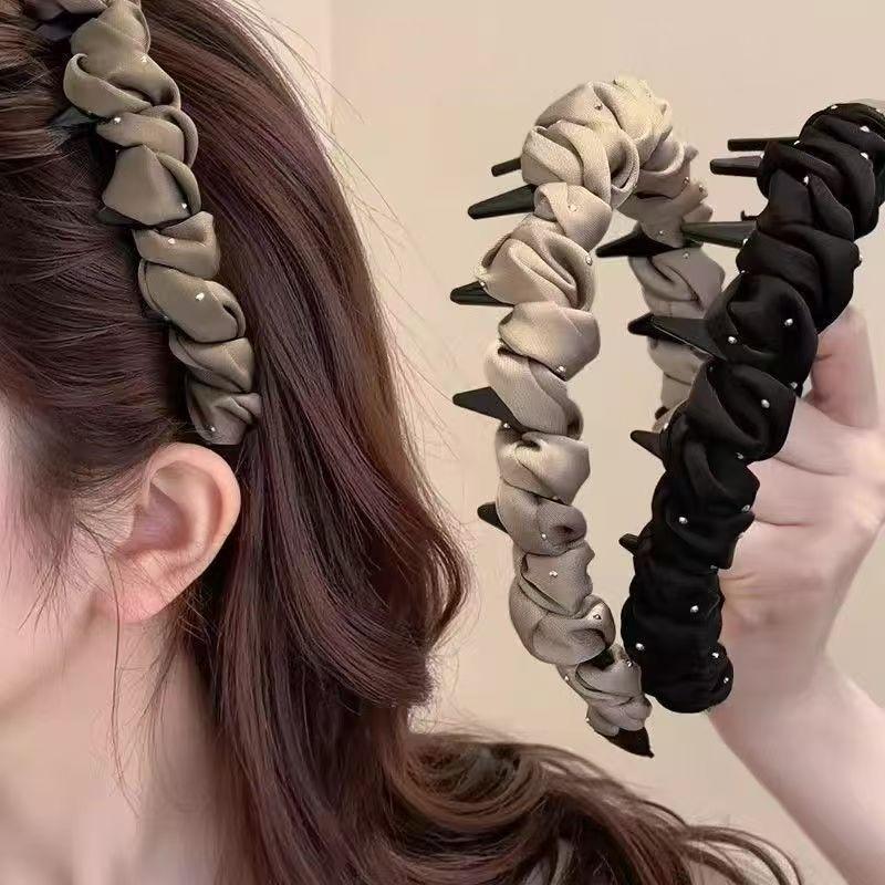 Băng đô tóc satin họa tiết hoa dại lấp lánh, kiểu bện/xoắn, phong cách tối giản…