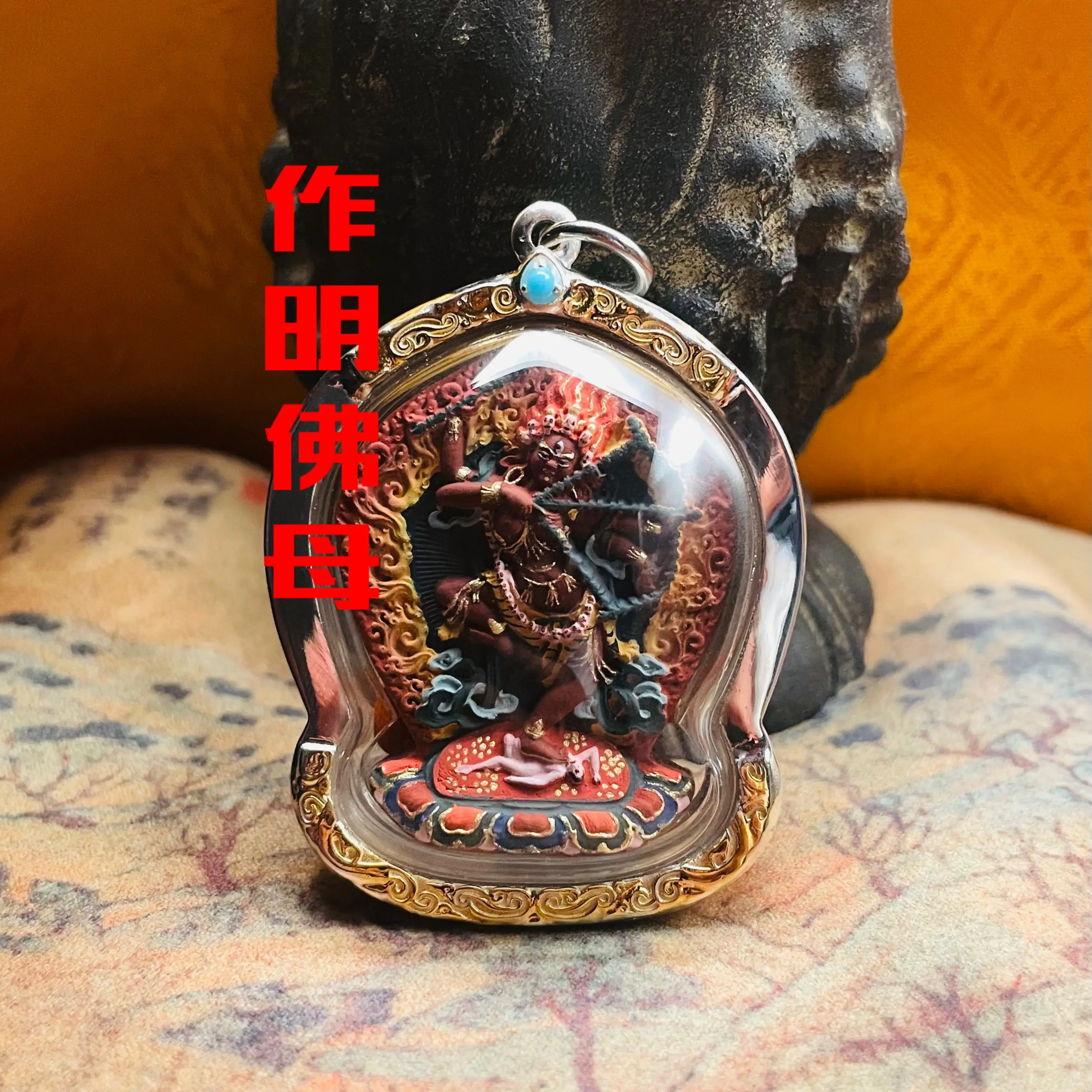 (Zuo Ming Buddha Mother) Chinese Xizang Culture Pendant pendant exquisite neck pendant manual painting clay production