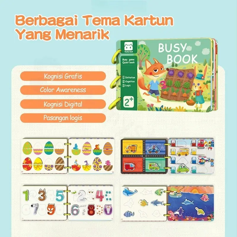 Buku Edukasi Anak Sticker Velcro Anak Mainan Pendidikan 30 Halaman / Buku Bayi Easy Learning / Buku Edukasi Aktivitas Anak Busy Book 1
