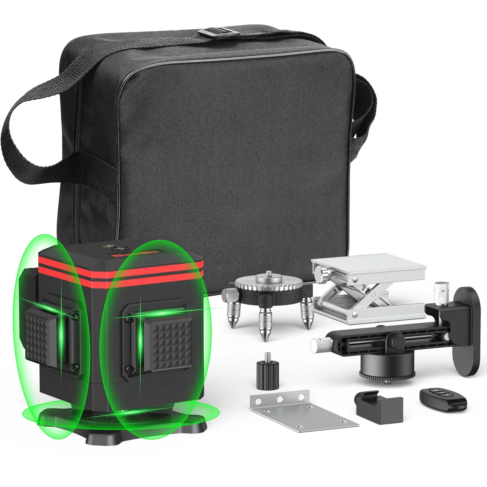 Tahap laser seesii-12 baris, meratakan sendiri, 3x360 °, 3D, 150 kaki, aras laser garis silang hijau dengan mod nadi untuk pembinaan / DIY, imej gantung, alat kawalan jauh, bateri boleh dicas semula, pendirian magnet