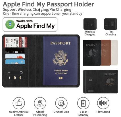 Dompet Paspor Pelacak Anti Hilang Smart Passport GPS Holder Anti Lost Apple Find My Tracker MFi - Micflip