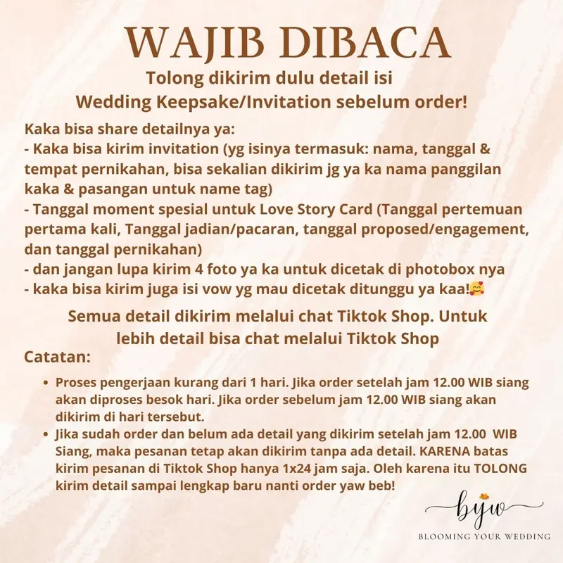 bloomingyourwedding Keepsake | Wedding Vows | Handmade Undangan Aesthetic (Classic Design) keepsake wedding vows set undangan aesthetic wedding stationery calligraphy kaligrafi invitation wedding set express 1