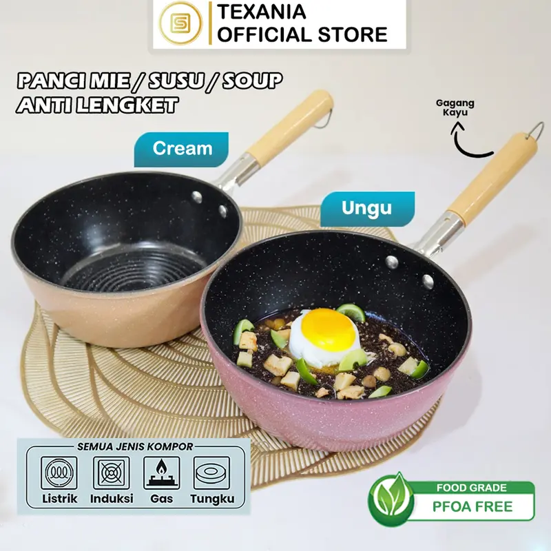 [Exclusive toko.masbi] TEXANIA Panci Mie Panci Susu Panci Soup Marble Warna Elegan Anti Lengket Sauce Pan Kitchenware 0