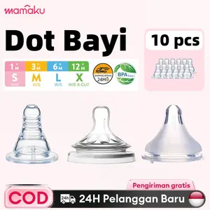 MAMAKU 【10PCS】Dot bayi - Karet dot wide neck Bayi Pacifier Silicon Plate Pacium Transparan Videline Vimneys Vimney 0-12 Bulan Sehat Aman Wide Neck 10 Pcs Bahan Silikon 3 Jenis Kecepatan Empeng Sedotan Minum karet dot botol susu  empeng dot  XNZ/NZ/MNZ