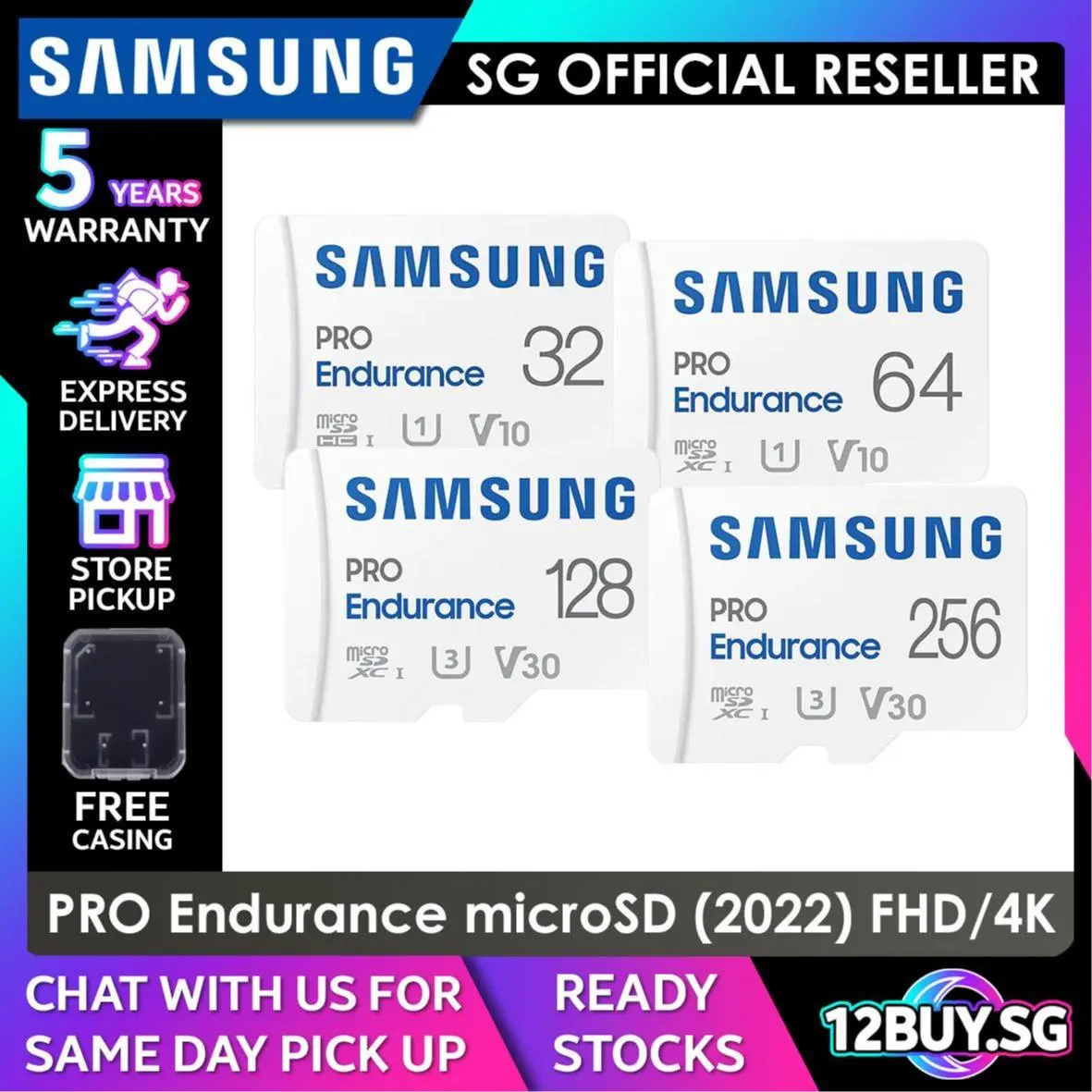 Samsung PRO Endurance MicroSD Card (2022) 140K Hour Recording in FHD/4K 32GB/64GB/128GB/256GB MBMJ22 5 Years Warranty